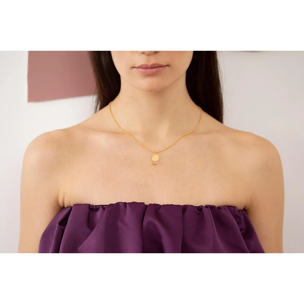 Collage Golden Necklace with Small Pendant - Image 2