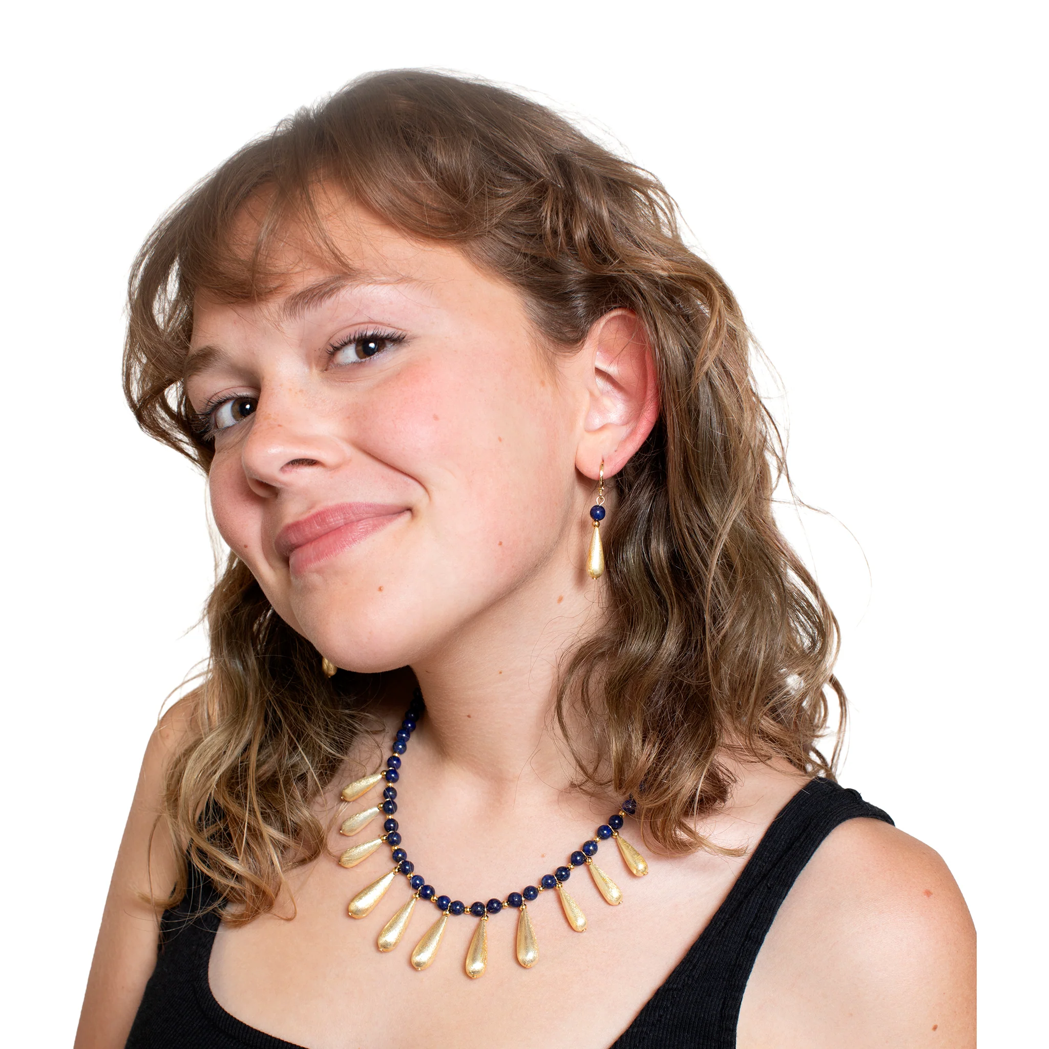 Gold-Plated Teardrop Earrings - Image 2