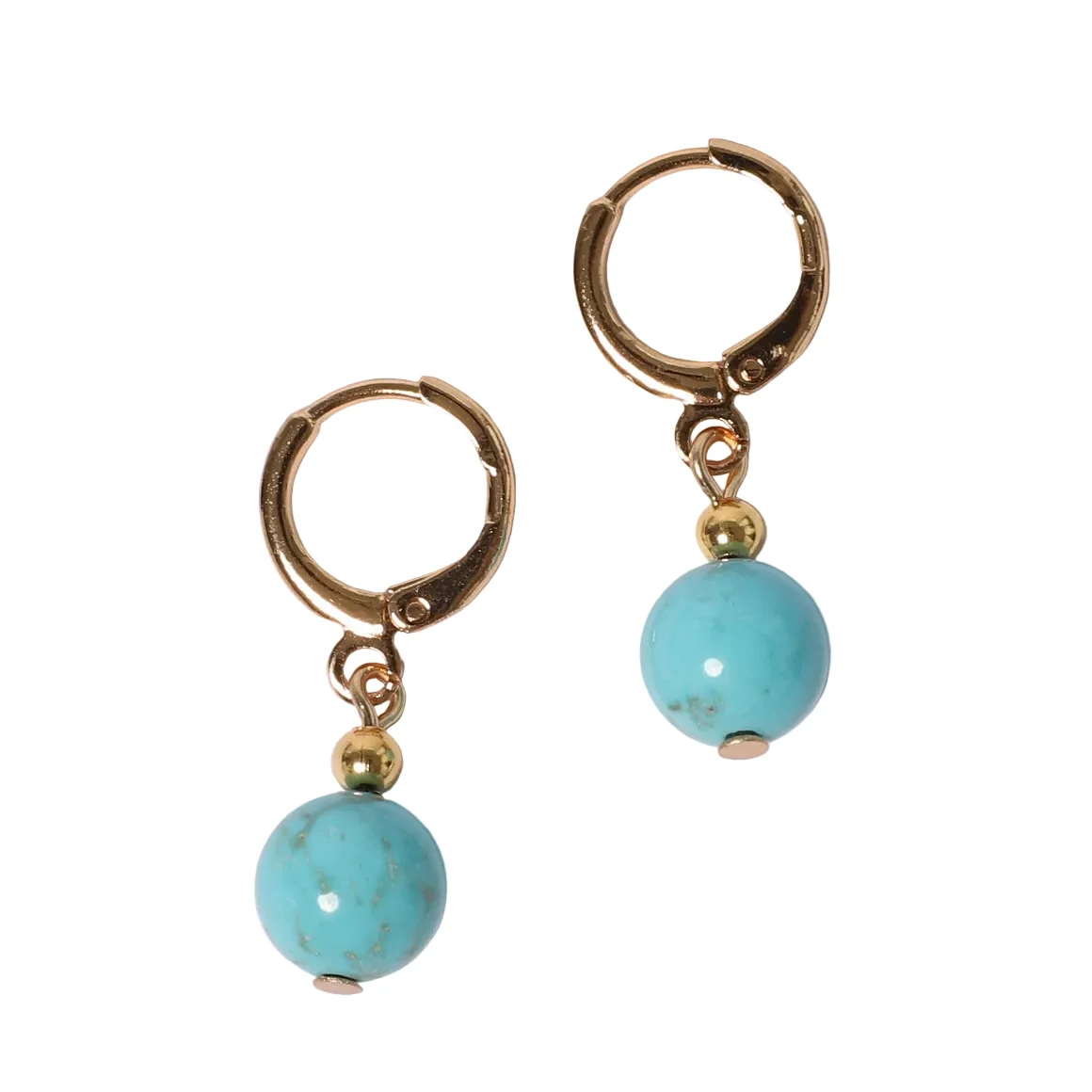 Turquoise Bead Huggie Earrings