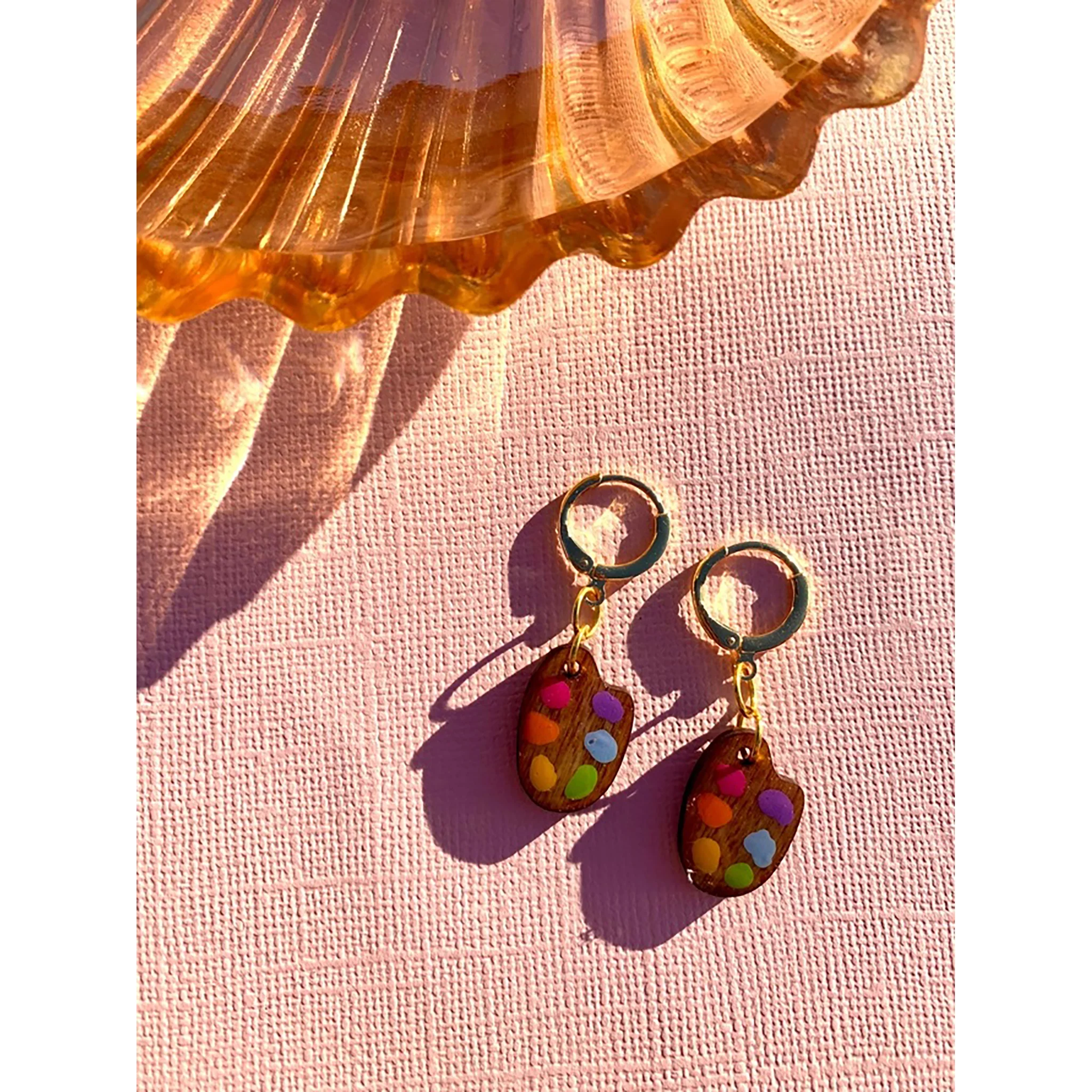 Mini Wooden Paint Palette Earrings - Image 4
