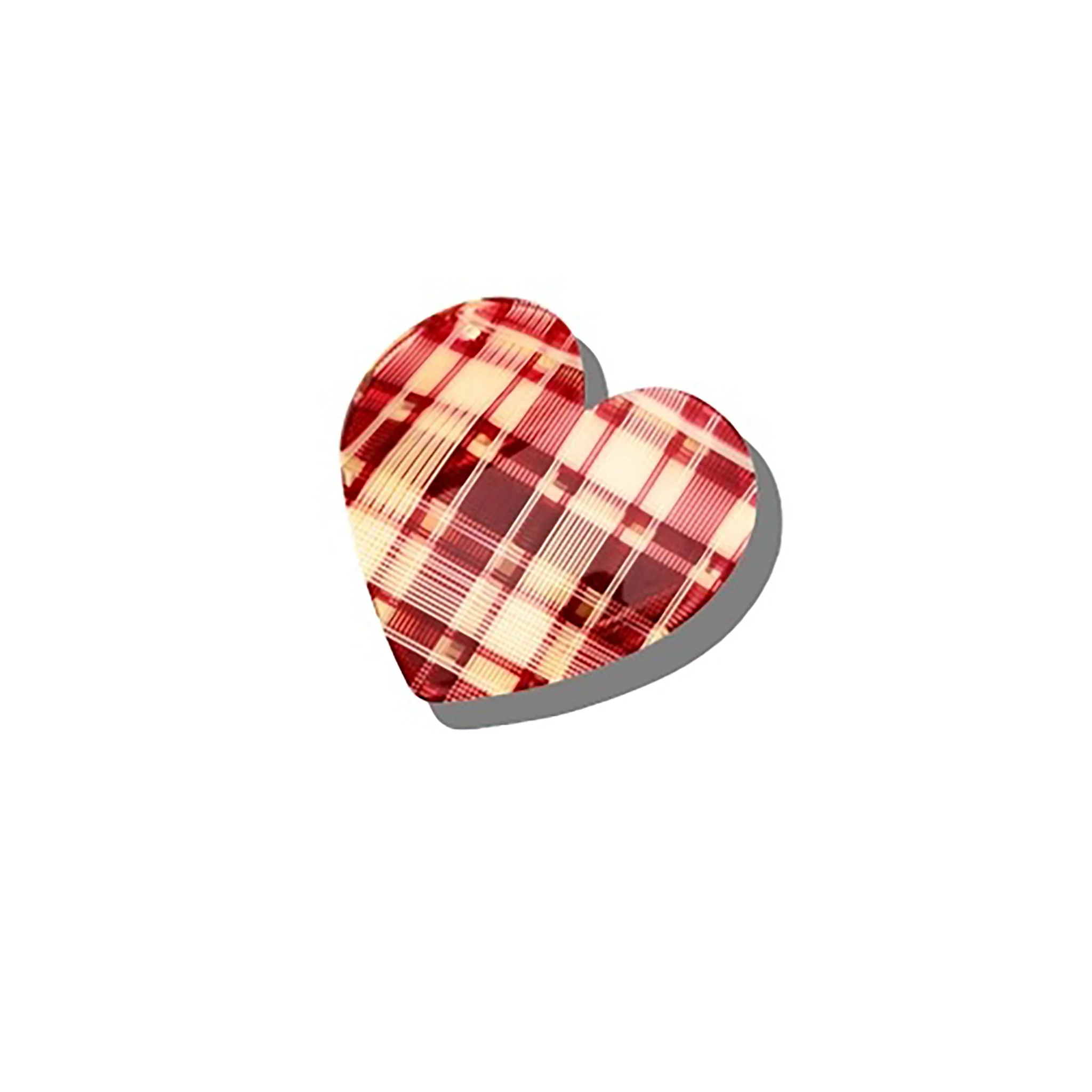 Hand-Painted Red Plaid Heart Hair Clip