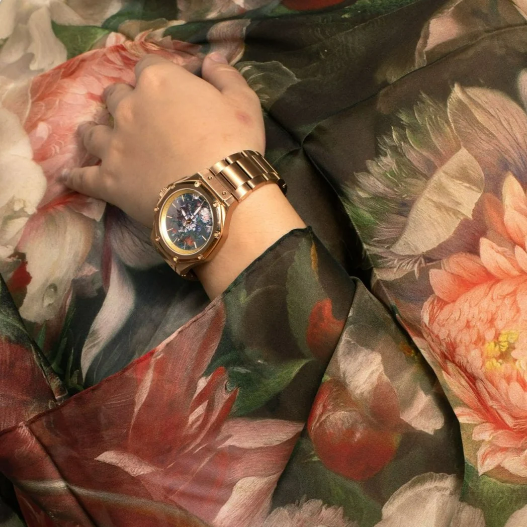 Van Huysum Vase of Flowers Watch with Rose Gold Band - Image 5
