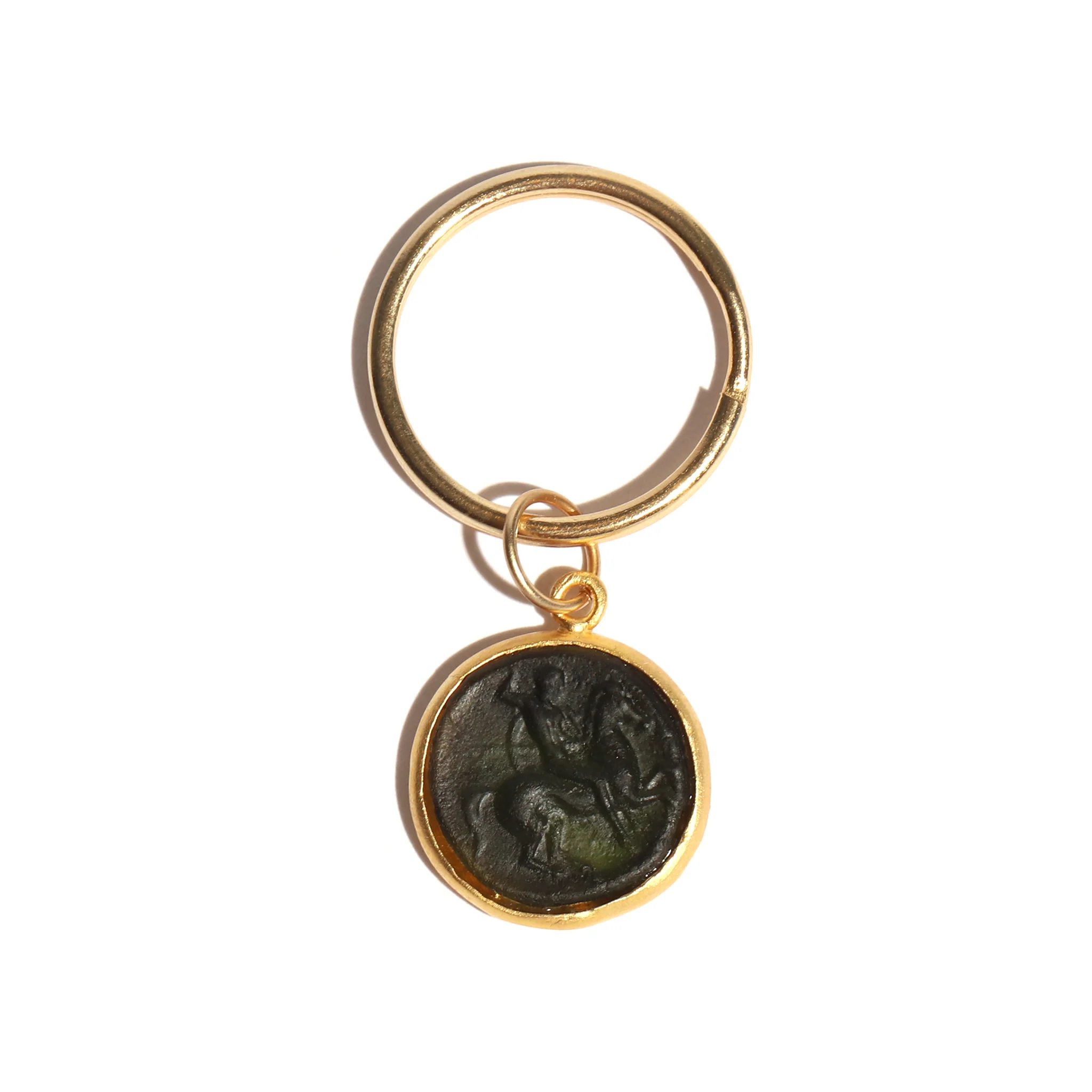 Glass Coin Stater Key Ring (Black)