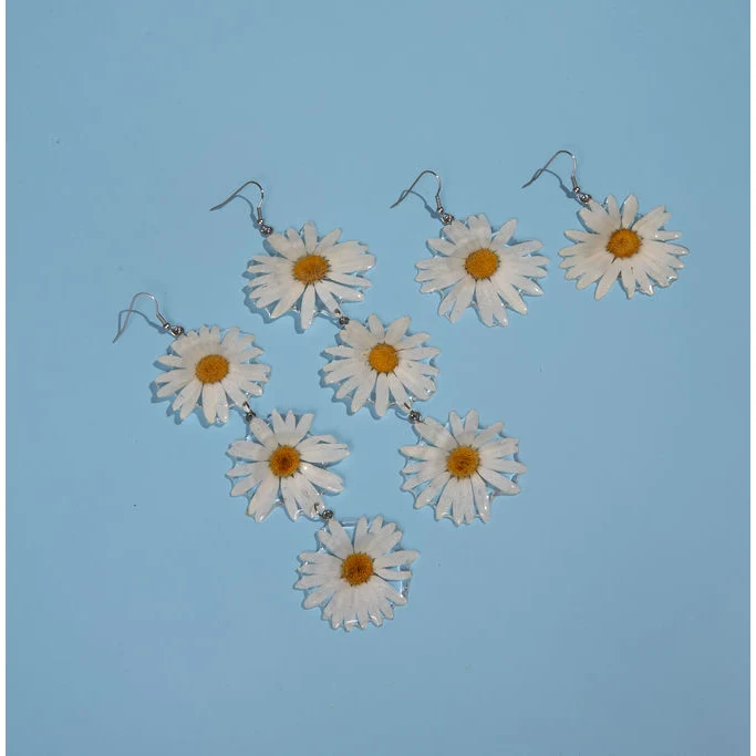Pressed Daisy Statement Earrings - Image 3